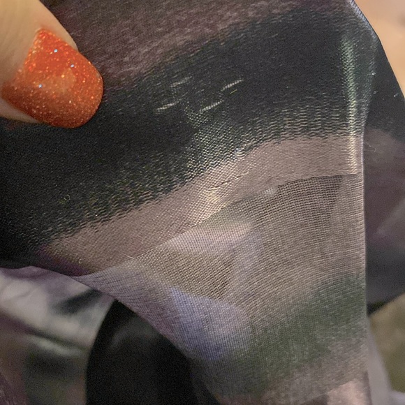 🌹Korean purple silk feel striped scarf many ways worn size 58”x14” - Picture 13 of 13